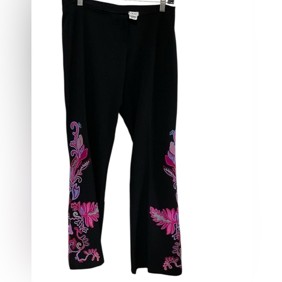 Cache Vintage Y2K Black Embroidered Boho Flared Leg Pants. Festival, retro. 6 - Picture 4 of 16